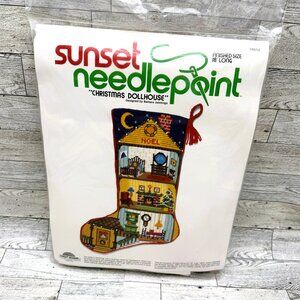 Brand New Sunset Needlepoint 18” Long Christmas Dollhouse #6010